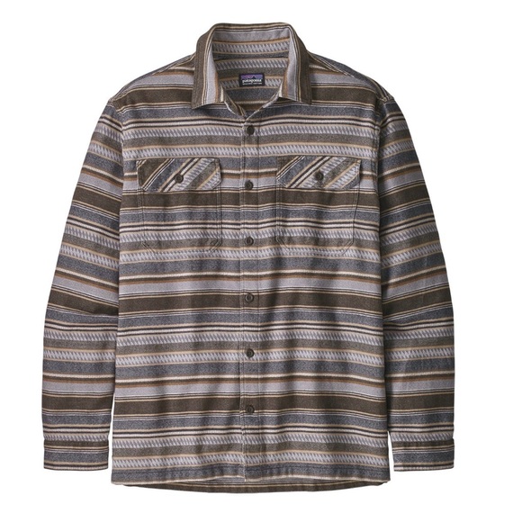 Patagonia Folk Dobby/Bristle Brown Fjord Flannel Button Down Shirt Size Large